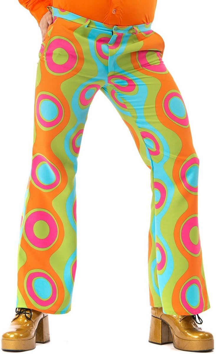 Hippie Kostuum | Jaren 60 Psychedelische Golven Flower Power Hippie Festival Broek Man | Extra Small | Carnaval kostuum | Verkleedkleding